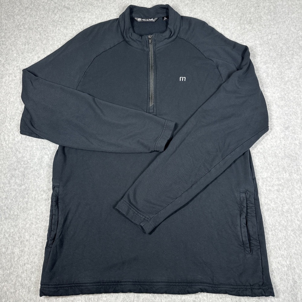Travis‎ Mathew Men's 1/4 Zip Networking Golf Pullover Athleisure Size M Black